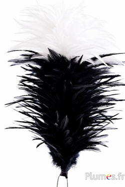 Federbusch Hahn mit Bügel - Höhe 30 cm - schwarz-weiß